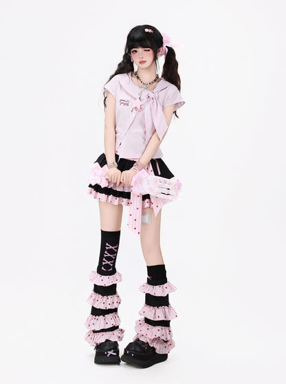 リボンチェックシャツ