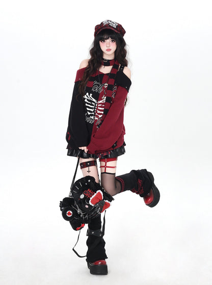 ゴシック 配色 肩見せデザインニット