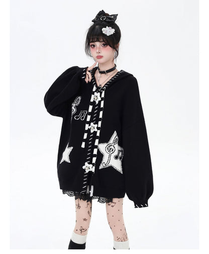 星柄ブラックレッドカーデ