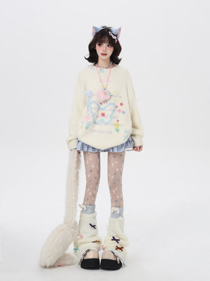 🎀リボンデザインゆるニット｜ドーパミンガーリースタイル