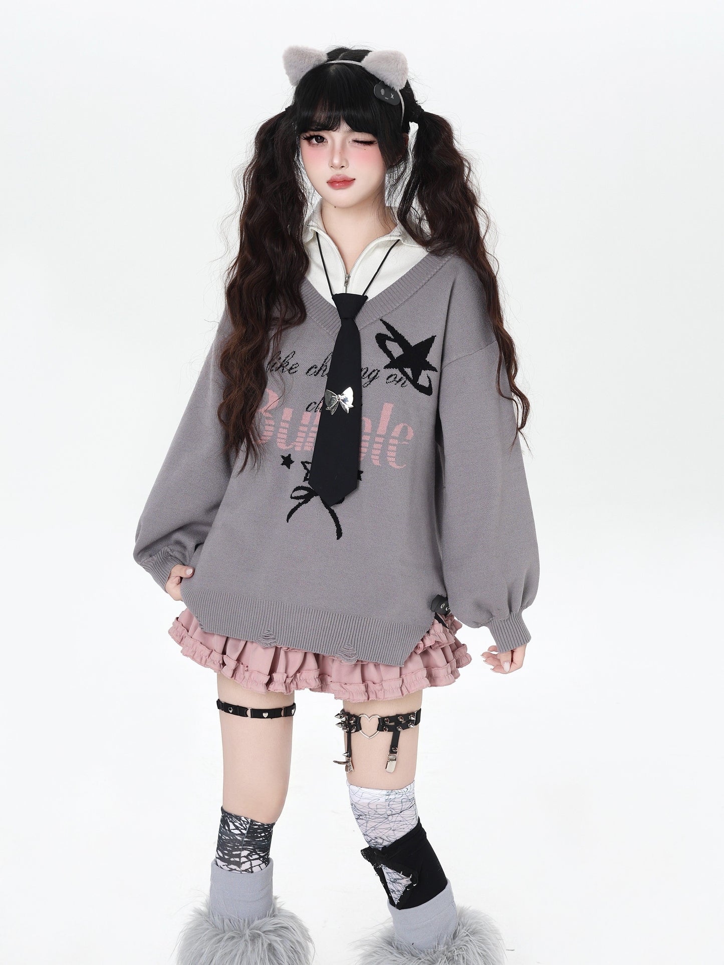 フェイクレイヤード スクール風ルーズニット｜サブカルカジュアル