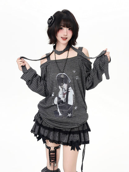 ストライプゆるロンT