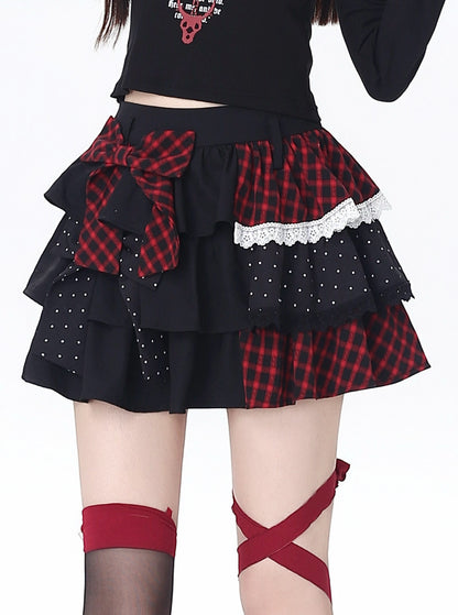 ドットチェックティアードスカート