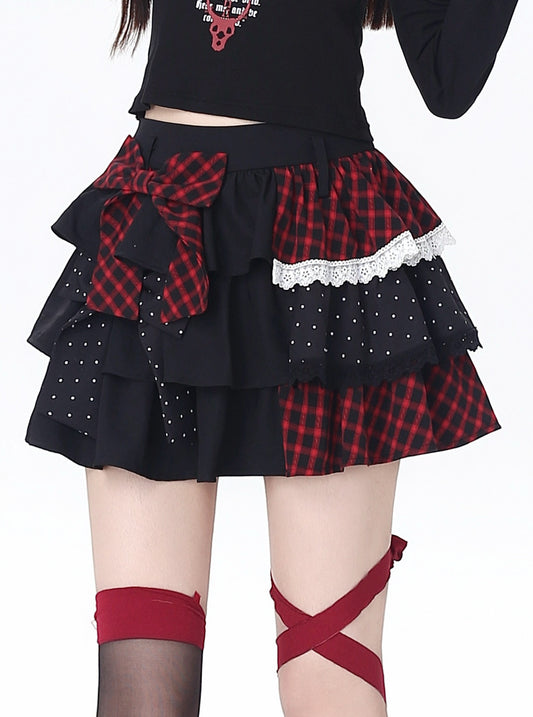 ドットチェックティアードスカート