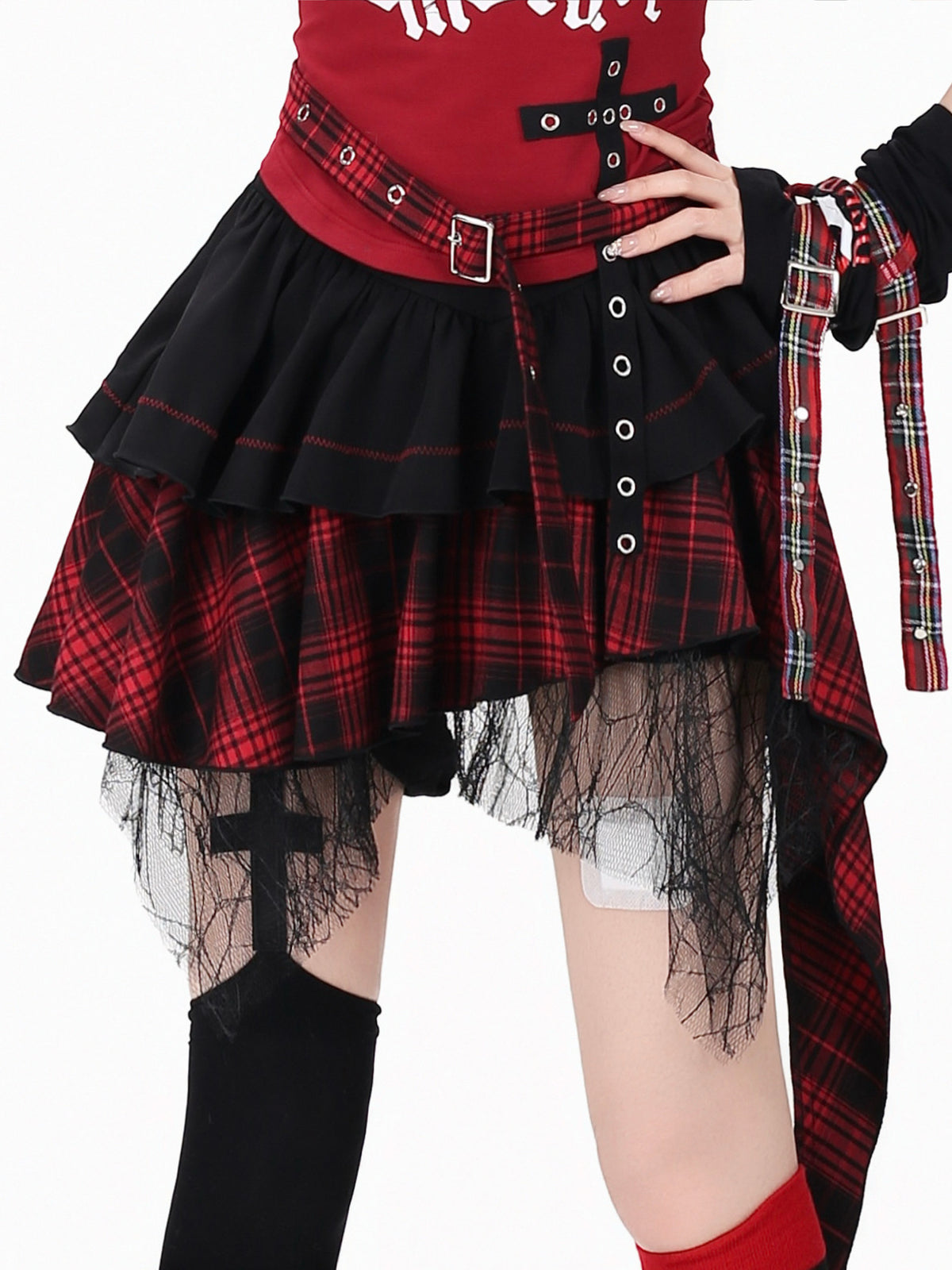 アシメチェックミニスカート