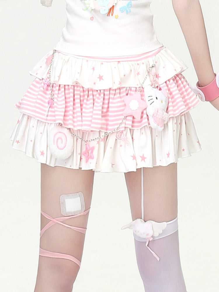 星柄ストライプミニスカート