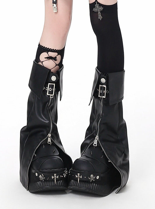 PUジップルーズレッグウォーマー