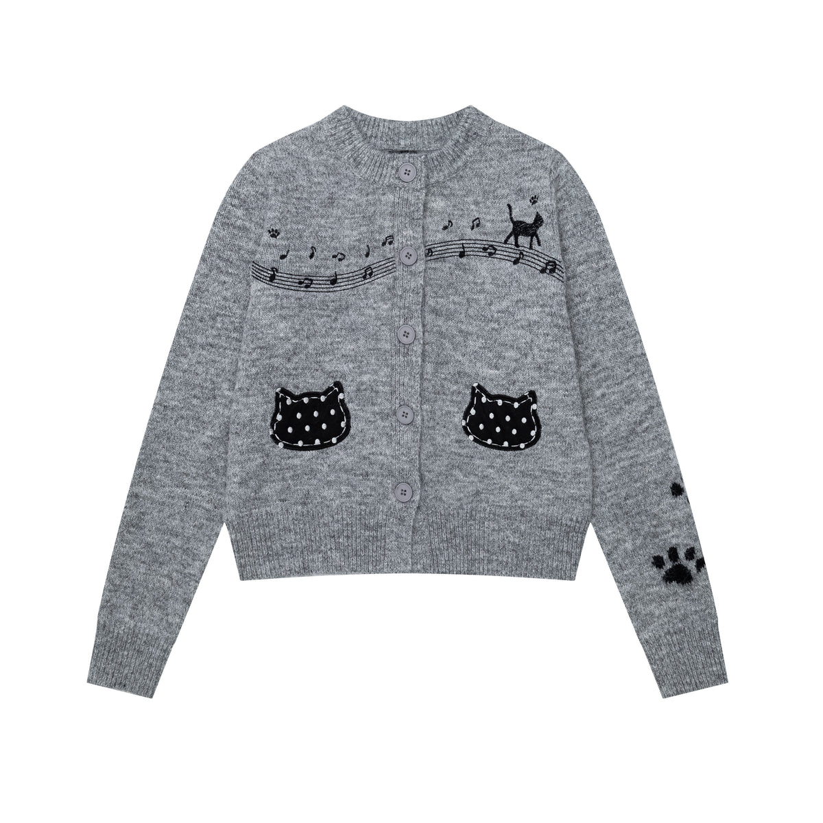 ねこ刺繍シャギーニットカーディガン