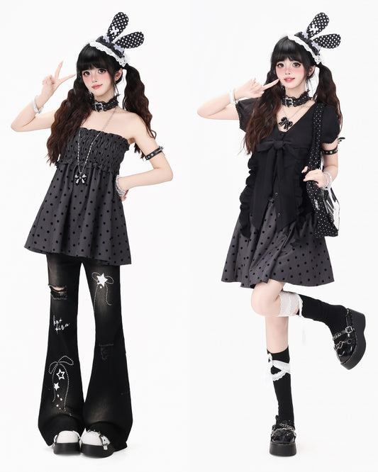 2WAYドットトップス＆スカート