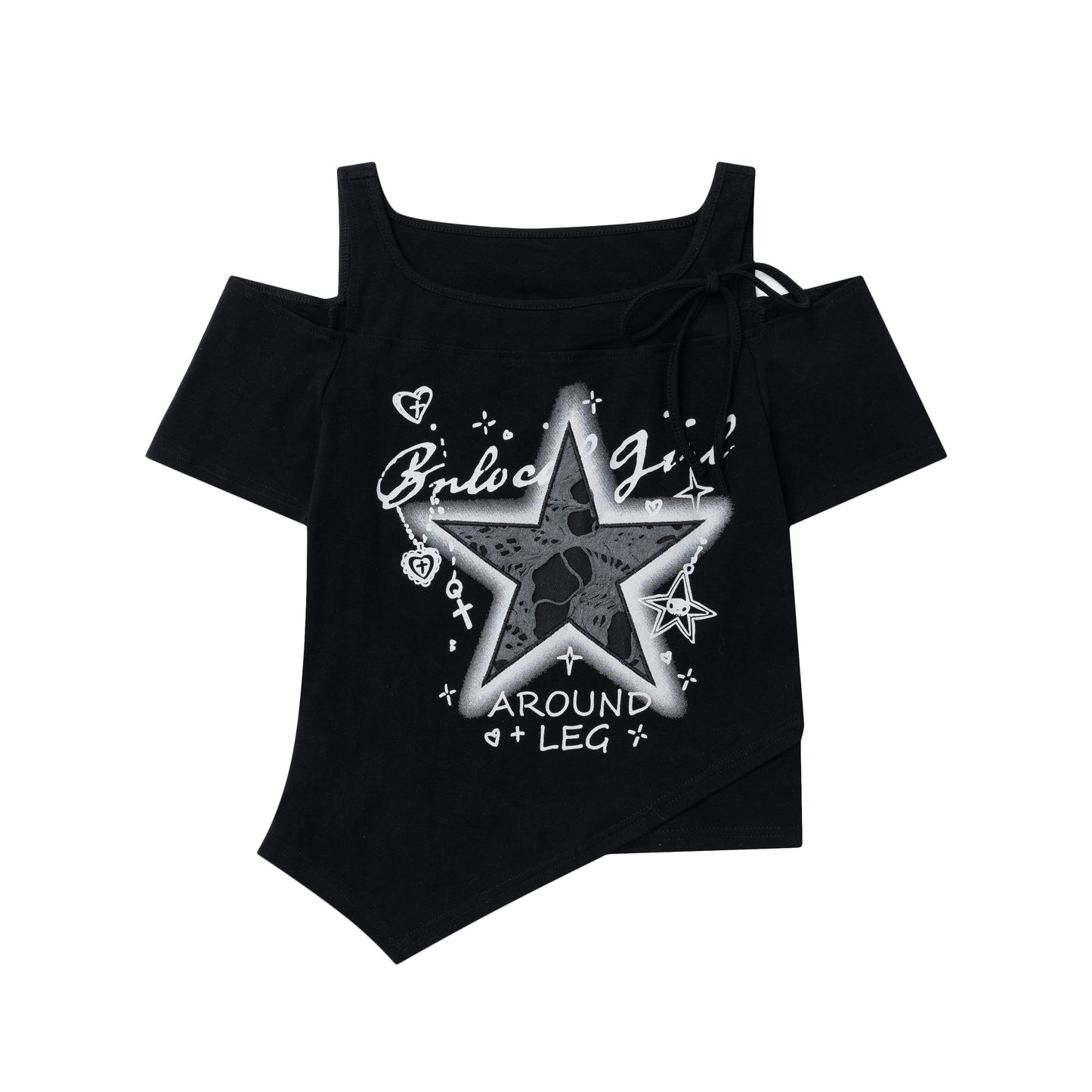 アシメオープンショルダーTシャツ