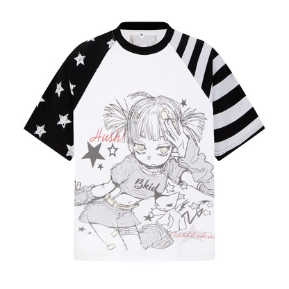 星柄ラグランTシャツ
