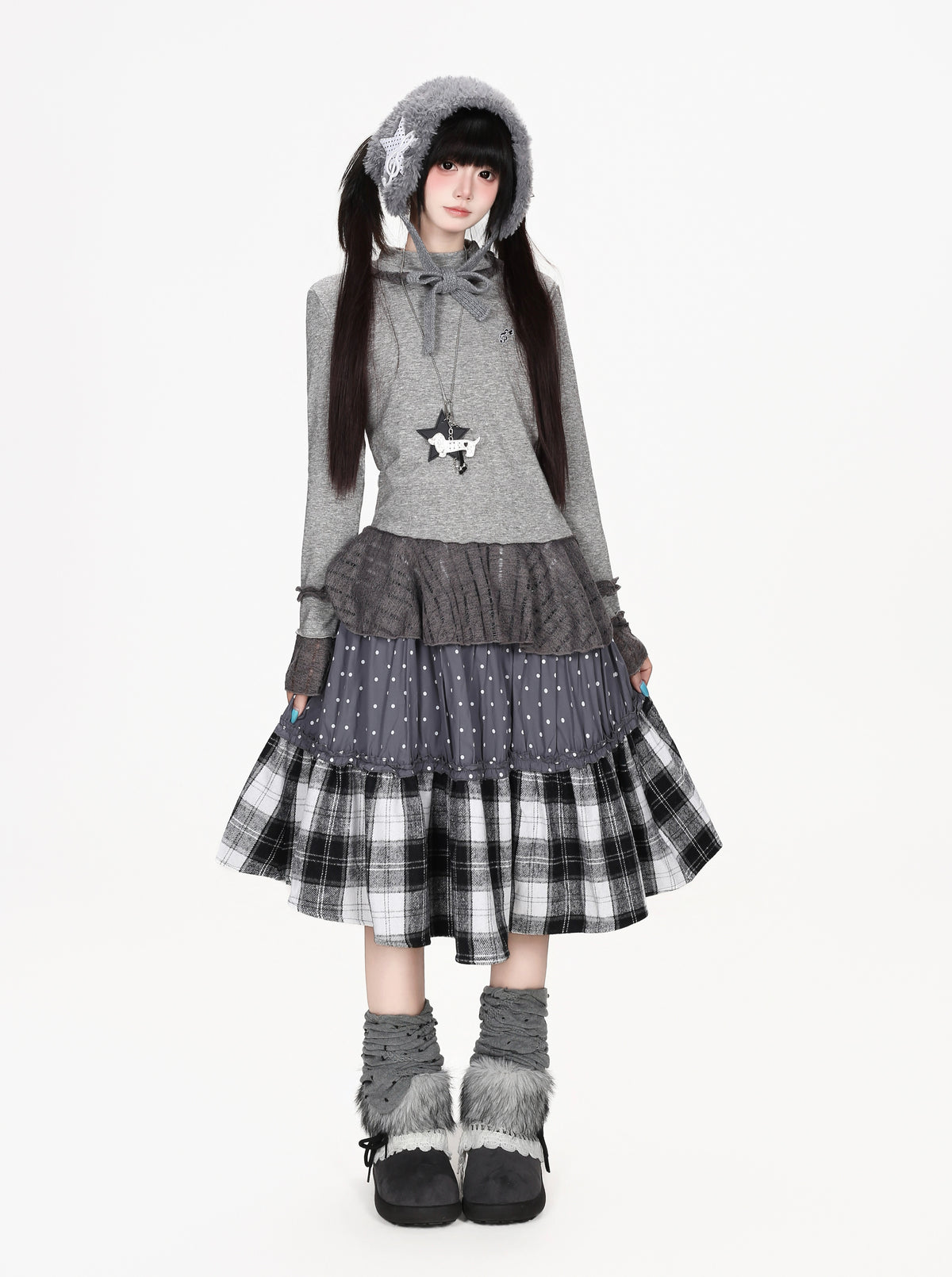 子鹿柄ふわふわダッフルベスト