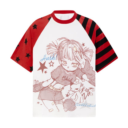 星柄ラグランTシャツ