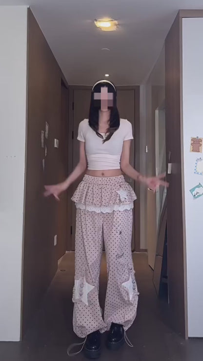 星柄レイヤード風ワイドパンツ