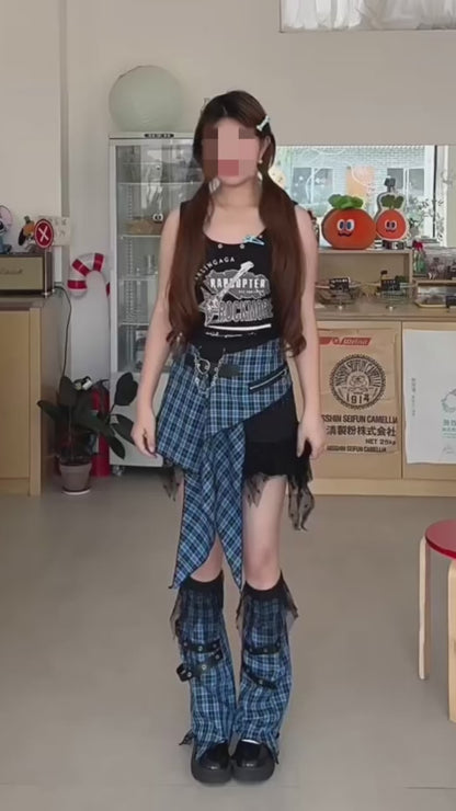 チェック切替ミニスカート