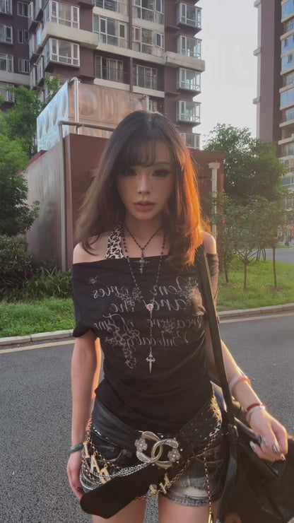レオパードレイヤード風Tシャツ