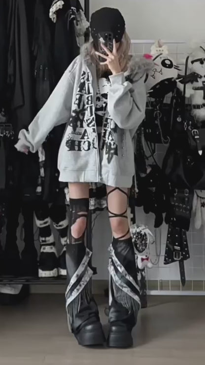 レトロストリート ファー襟 オーバーサイズジャケット 秋アウター