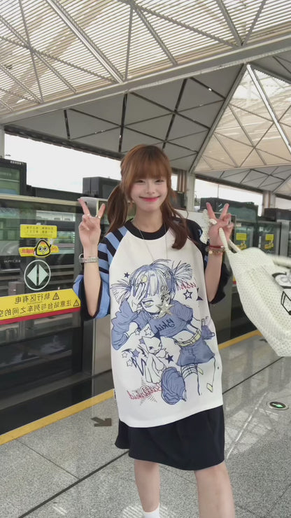 星柄ラグランTシャツ