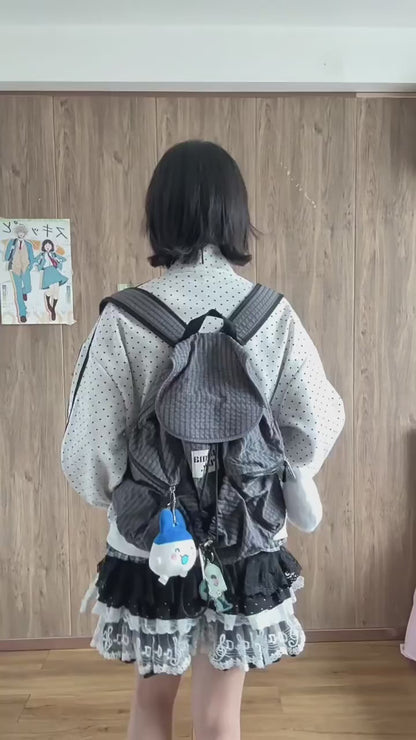 ドット刺繍アシメボタンカーデ