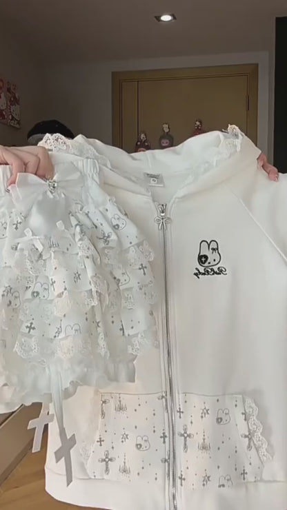 うさ耳レースフードTシャツ