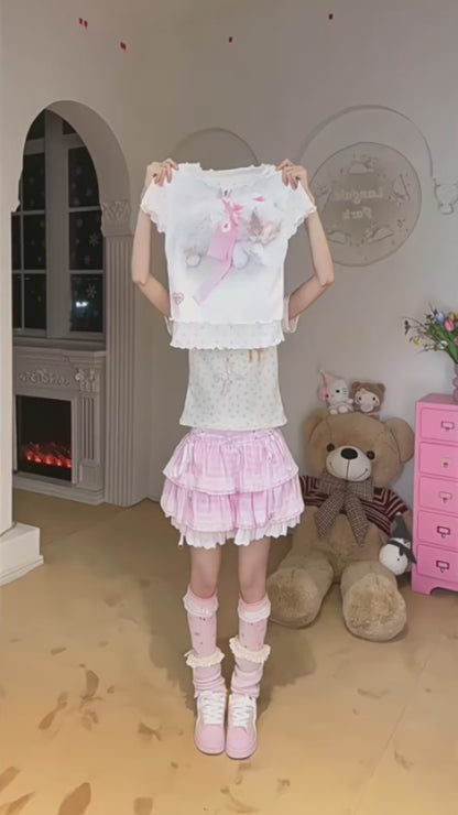 ネコドットレイヤード風T
