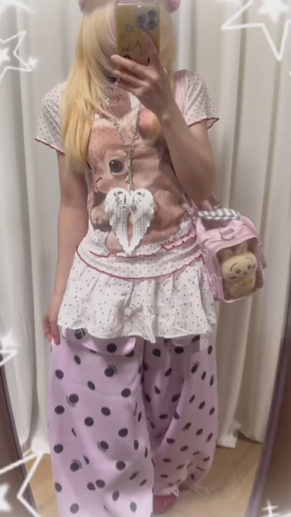 ドットレースうさぎTシャツ