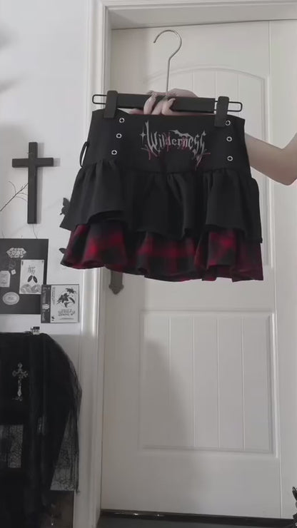 ゴシックアイドル風チェックティアードスカート