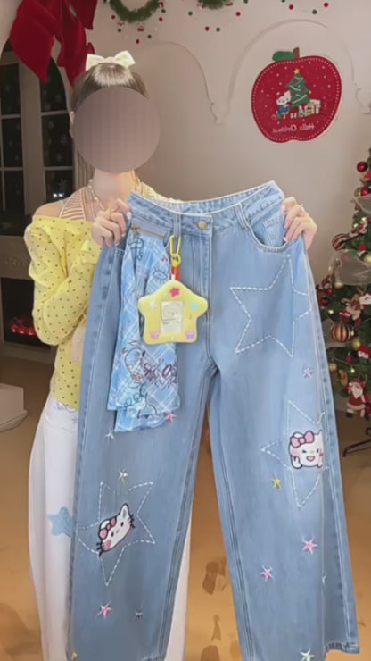 スター×ネコ♡ハイウエストデニム