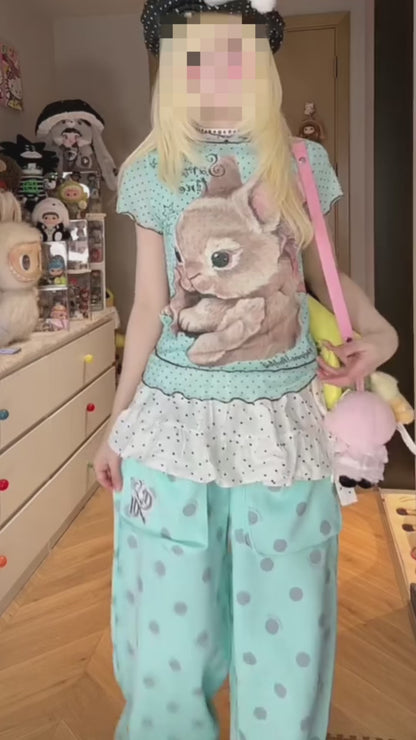 ドットレースうさぎTシャツ