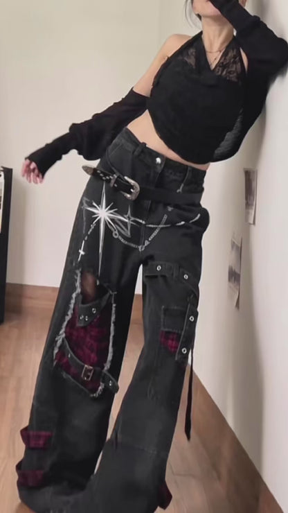 ヘビーダメージワイドデニムパンツ