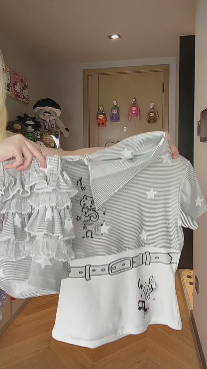 星柄レースフリルスカパン