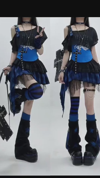 アシメチェックミニスカート