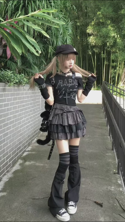 肩見せ×個性派 デザインショートTシャツ