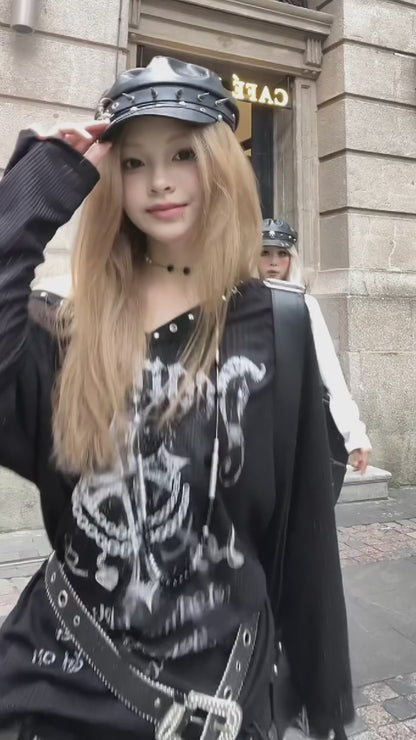 VネックゆるロングT