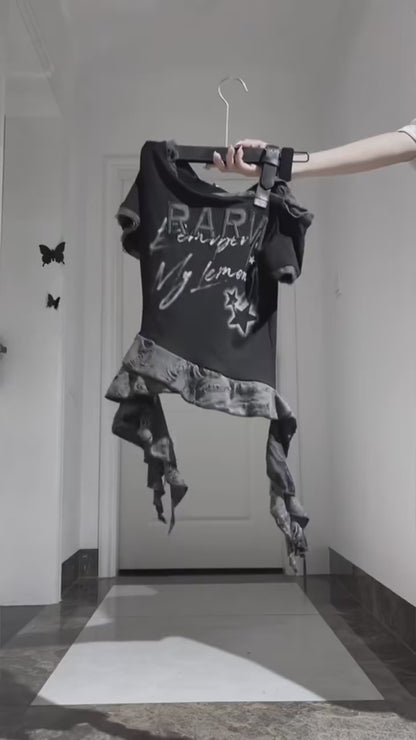 肩見せ×個性派 デザインショートTシャツ
